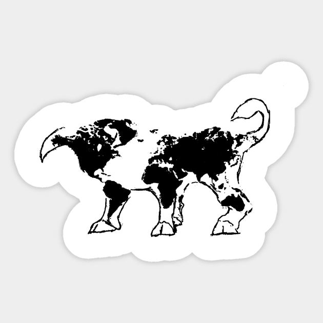 World by the horns Sticker by LASSACIER